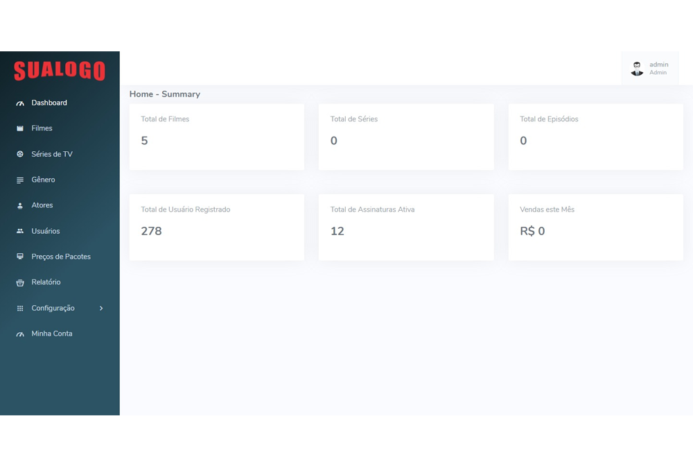 script filmes online admin Pagina Principal
