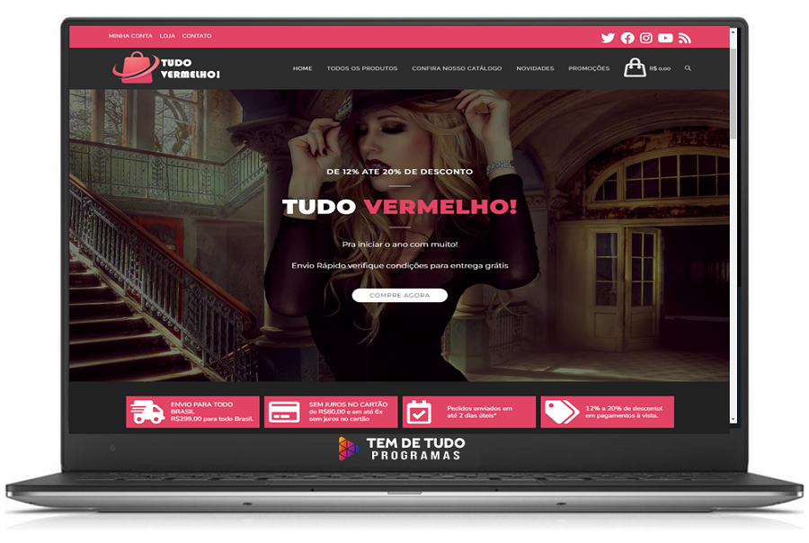 Loja Virtual Para Produtos de Vestuario Wordpress 1 Pagina Principal