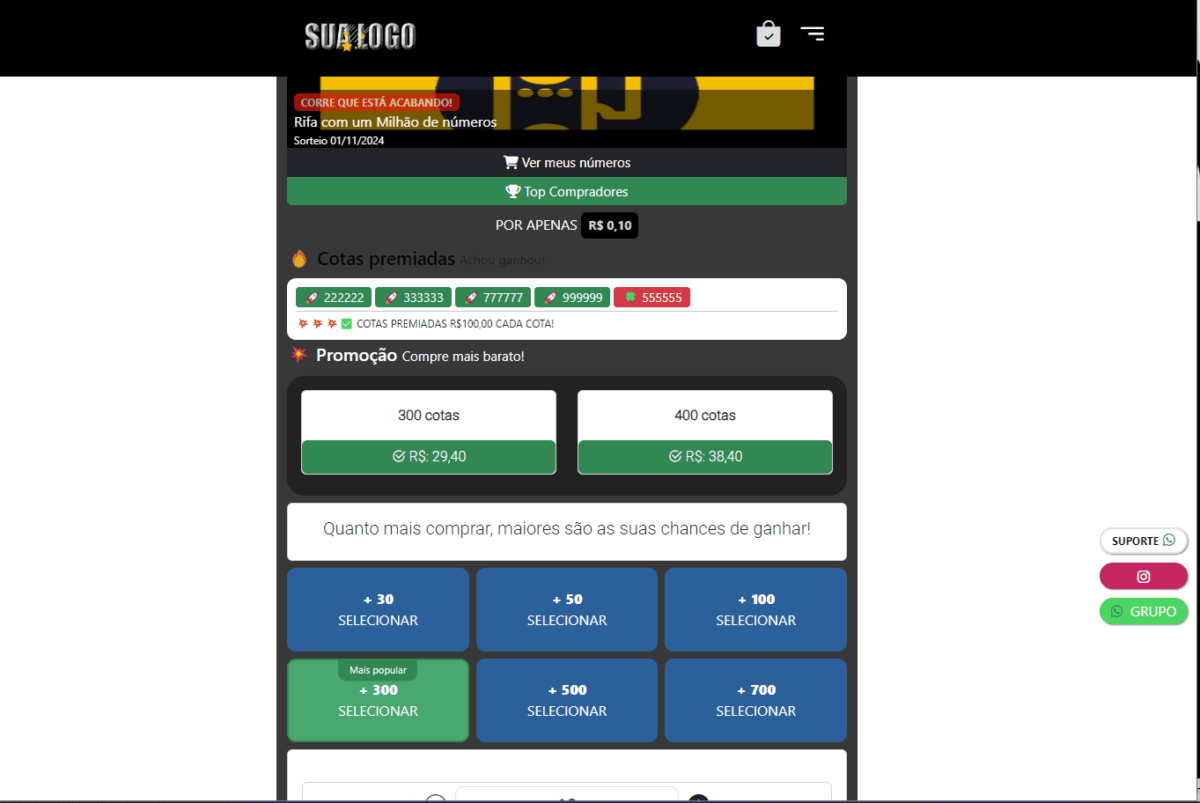 Script Rifa Premium em Php Laravel 1 Milhao de Numeros e Afiliados 5 Script Rifa Premium em Php Laravel - 1 Milhão de Números e Afiliados
